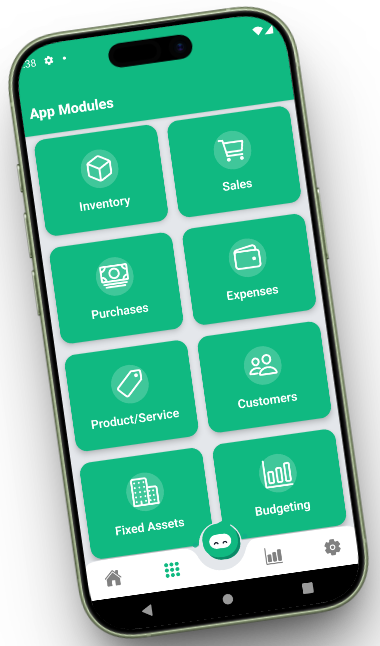 Genie app modules - inventory, sales, purchases, expenses, customers, fixed assets and budgeting